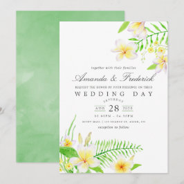 Exotische Waterverf Frangipani Floral Wedding Invi Kaart