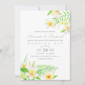 Exotische Waterverf Frangipani Floral Wedding Invi Kaart (Voorkant)