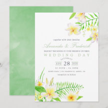 Exotische Waterverf Frangipani Floral Wedding Invi