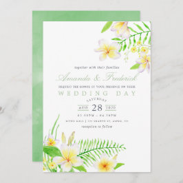 Exotische Waterverf Frangipani Floral Wedding Invi Kaart