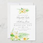 Exotische Waterverf Frangipani Floral Wedding Invi Kaart (Voorkant)