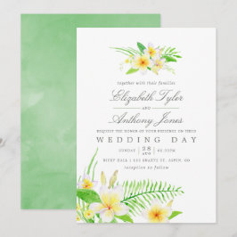 Exotische Waterverf Frangipani Floral Wedding Invi Kaart