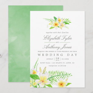 Exotische Waterverf Frangipani Floral Wedding Invi Kaart
