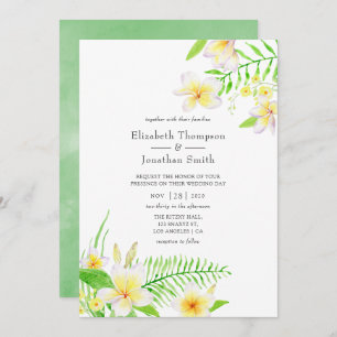 Exotische Waterverf Frangipani Floral Wedding Kaart