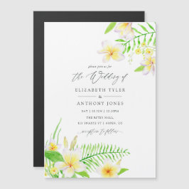 Exotische Waterverf Frangipani Floral Wedding Magnetische Uitnodiging