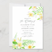 Exotische Waterverf Frangipani Floral Wedding Magnetische Uitnodiging (Voorkant)