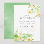 Exotische Waterverf Frangipani Floral Wedding Programmakaart (Voorkant / Achterkant)