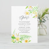 Exotische Waterverf Frangipani Floral Wedding Upda Kaart (Staand voorkant)