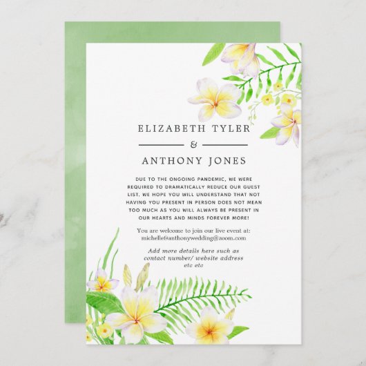 Exotische Waterverf Frangipani - lijst met minder Aankondiging (Voorkant / Achterkant)