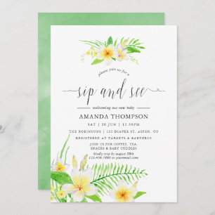 Exotische Waterverf Frangipani Sip en zie Kaart