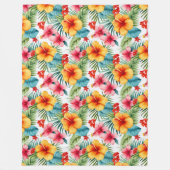 Exotische Waterverf Hawaiian Floral Fleece Deken (Voorkant)