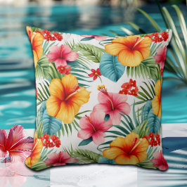 Exotische Waterverf Hawaiian Floral Kussen