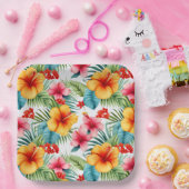 Exotische Waterverf Hawaiian Floral Papieren Bordje (Feest)
