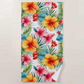 Exotische Waterverf Hawaiian Floral Strandlaken (Voorkant)