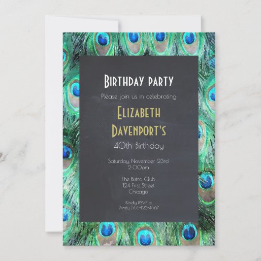 Exotische Wild Peacock Feathers Verjaardagsfeestje Kaart (Voorkant)