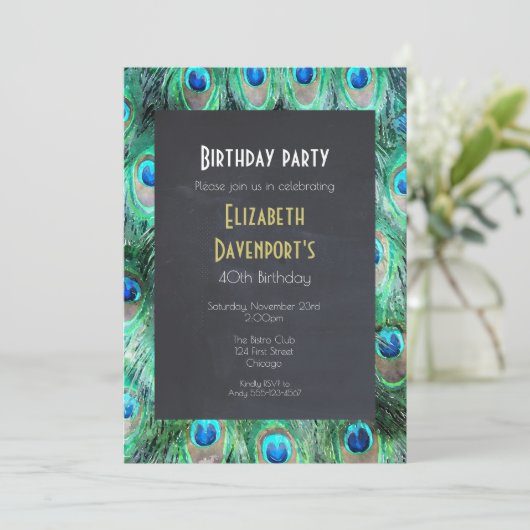 Exotische Wild Peacock Feathers Verjaardagsfeestje Kaart (Staand voorkant)
