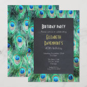 Exotische Wild Peacock Feathers Verjaardagsfeestje Kaart (Voorkant / Achterkant)