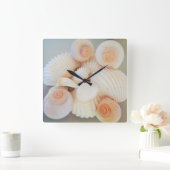 Exotische witpeach sea Shells, Summer Beach Vierkante Klok (Huis)