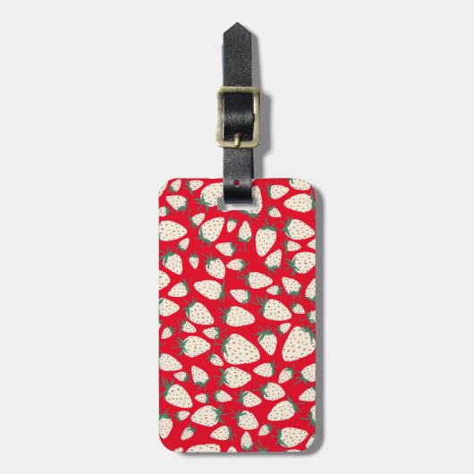 Exotische, witte aardbei kleurrijke Cute Cous CUST Bagagelabel (Voorkant verticaal)