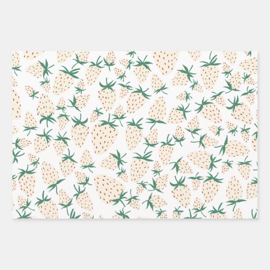 Exotische witte aardbeien Zoete kleurrijke vruchte Inpakpapier Vel (Voorkant 2)