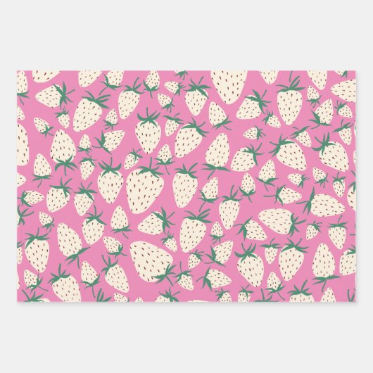 Exotische witte aardbeien Zoete kleurrijke vruchte Inpakpapier Vel (Voorkant)