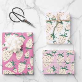 Exotische witte aardbeien Zoete kleurrijke vruchte Inpakpapier Vel