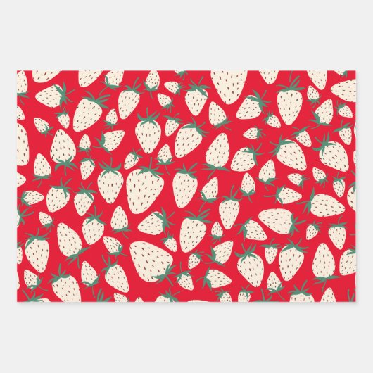 Exotische witte aardbeien Zoete kleurrijke vruchte Inpakpapier Vel (Voorkant)