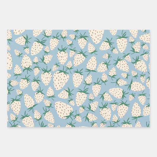 Exotische witte aardbeien Zoete kleurrijke vruchte Inpakpapier Vel (Voorkant)