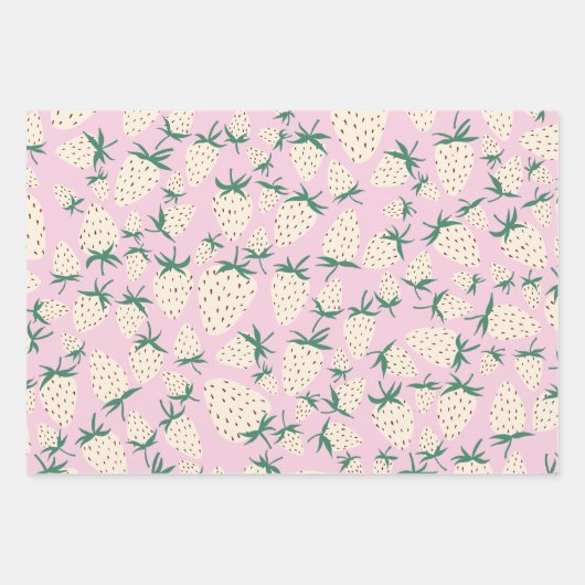 Exotische witte aardbeien Zoete kleurrijke vruchte Inpakpapier Vel (Voorkant 3)