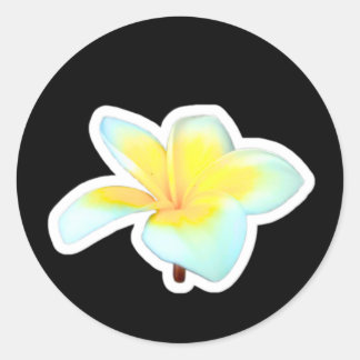 Exotische witte frangipani bloem stans sticker, Ba Ronde Sticker