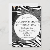 Exotische zebra print elegant verjaardagsuitnodigi kaart (Voorkant)