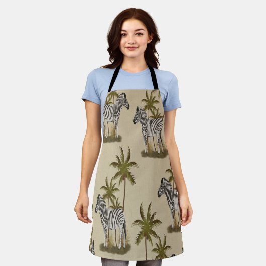 Exotische zebra's en palmbomen schort (Gedragen)