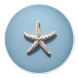 Exotische zeester met blauwe achtergrond keramische knop