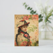 exotische zigeunervrouw met Pet en duif Frans Briefkaart (Staand voorkant)