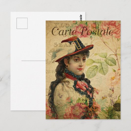  exotische zigeunervrouw met Pet en duif Frans Briefkaart (Voorkant / Achterkant)