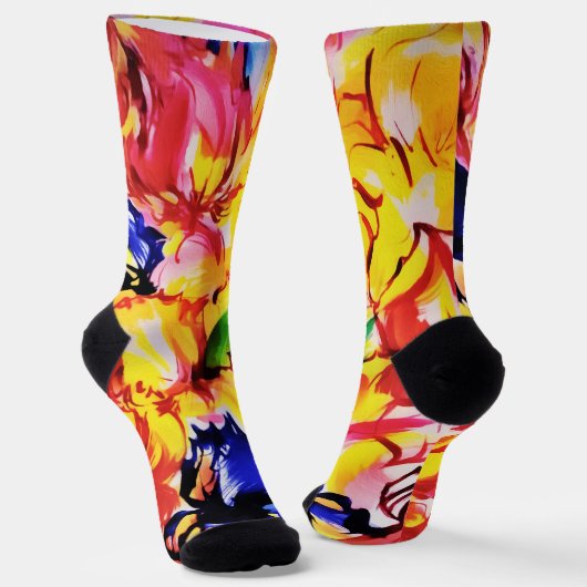 Exotische Zomer Abstract Bloom Flowers Sokken (Gebogen)