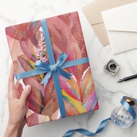 Exotische zomerbloemenveren Waterverf kunst Cadeaupapier (Geschenken)