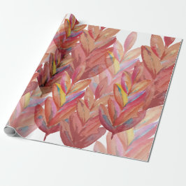 Exotische zomerbloemenveren Waterverf kunst Cadeaupapier