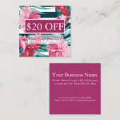 Exotische zomerFloral gestript Kortingskaartje (Voorkant / Achterkant)
