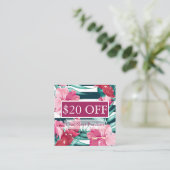 Exotische zomerFloral gestript Kortingskaartje (Staand voorkant)