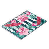 Exotische zomerFloral Monogram gestript Notitieboek (Linkerzijde)