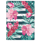 Exotische zomermonogram Floral gestript Klembord (Achterkant)