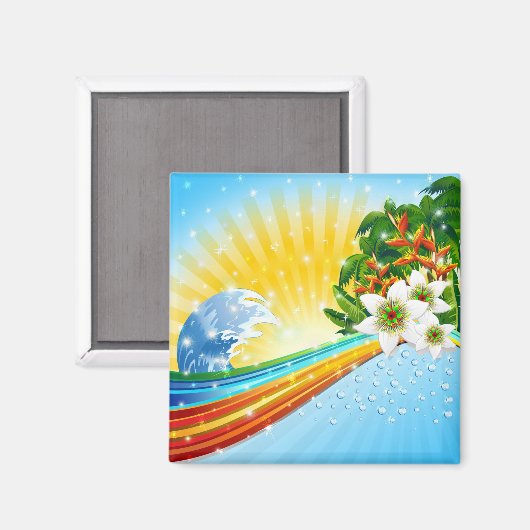 Exotische zomerse Feestdagen Magneet (Voorkant / Achterkant)