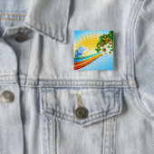 Exotische zomerse Feestdagen Vierkante Button 5,1 Cm (In situ)