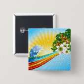 Exotische zomerse Feestdagen Vierkante Button 5,1 Cm (Voorkant /achterkant)