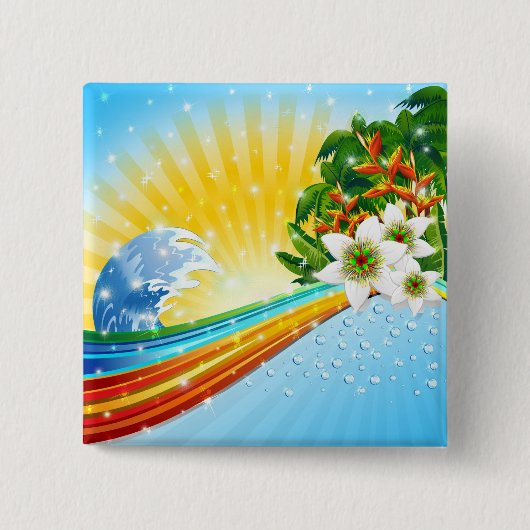 Exotische zomerse Feestdagen Vierkante Button 5,1 Cm (Voorkant)