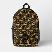 Exotische zwart gouden Giraffe Monogram Bedrukte Rugzak (Voorkant)