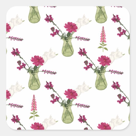 Exotisches Blumenarrangement im Glas Vierkante Sticker (Voorkant)