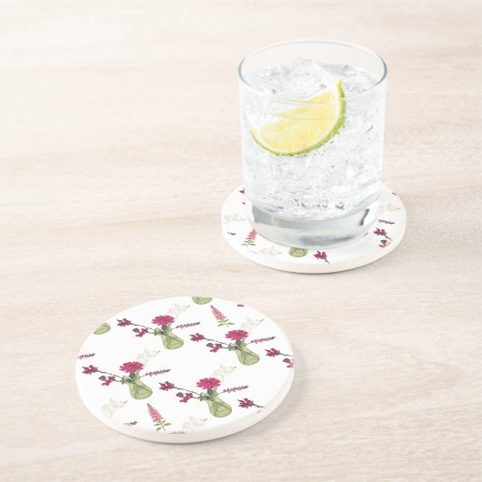 Exotisches Blumenarrangement im Glas Zandsteen Onderzetter (Zijkant)