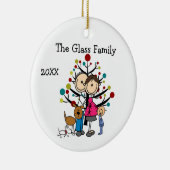 Expectant Couple Boy Two Dogs Keramisch Ornament (Rechts)